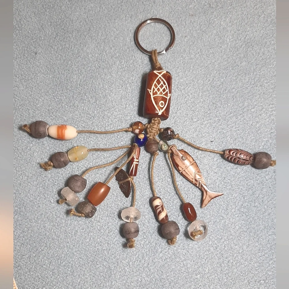 Wood Keychain w/ Charms